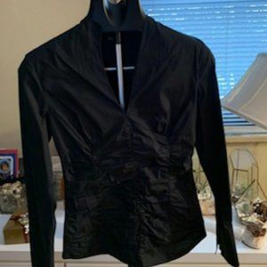 lilibleu balck long sleeve ruched blouse